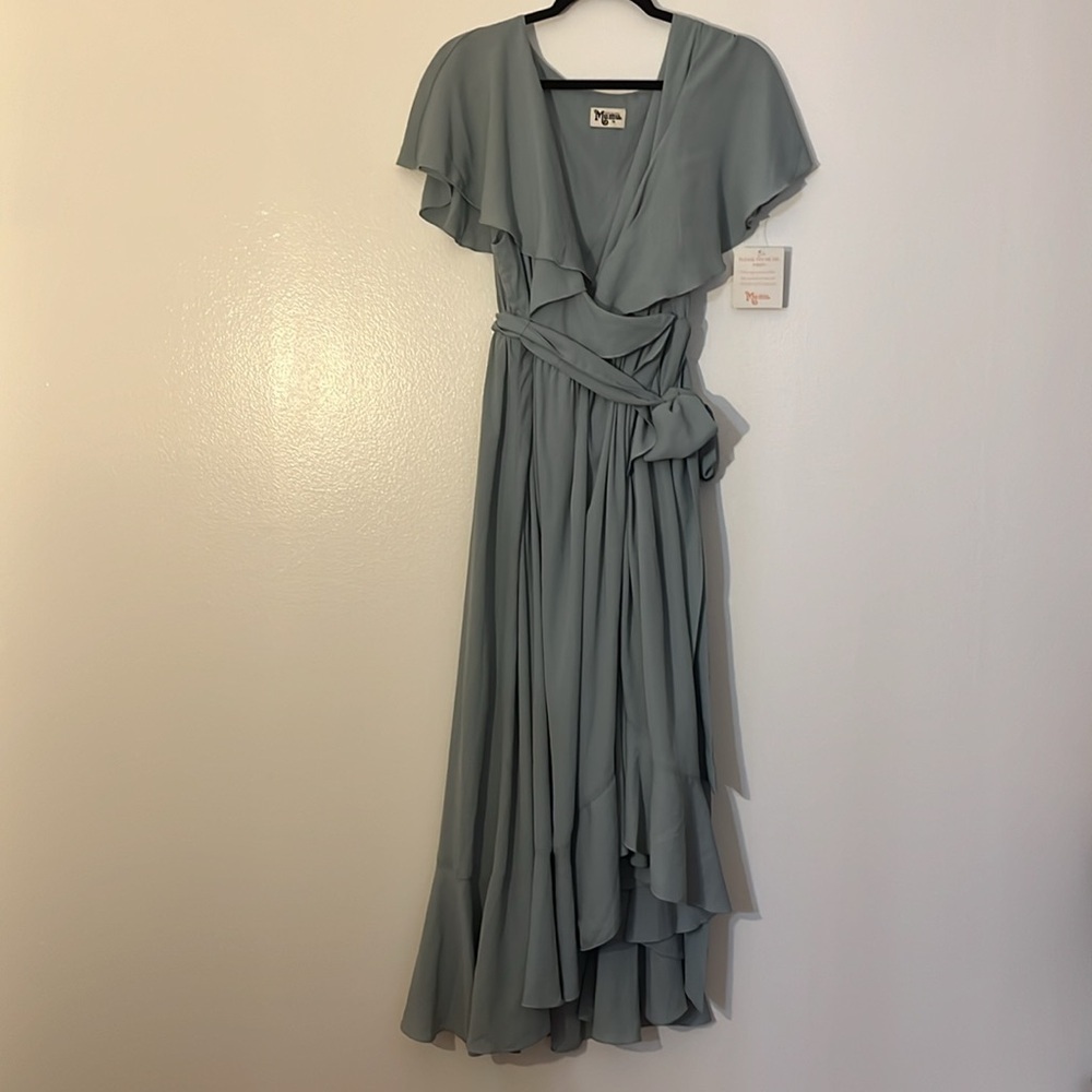 Show Me Your MuMu | Jess midi dress Ruffles Women’s size 1X high low Slit